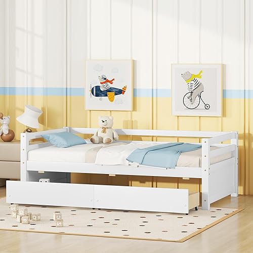 Miniatura 2 de Bellemave Sofá cama individual con dos cajones de almacenamiento, cama individual de madera, marco de sofá cama con cajones de almacenamiento, sofá