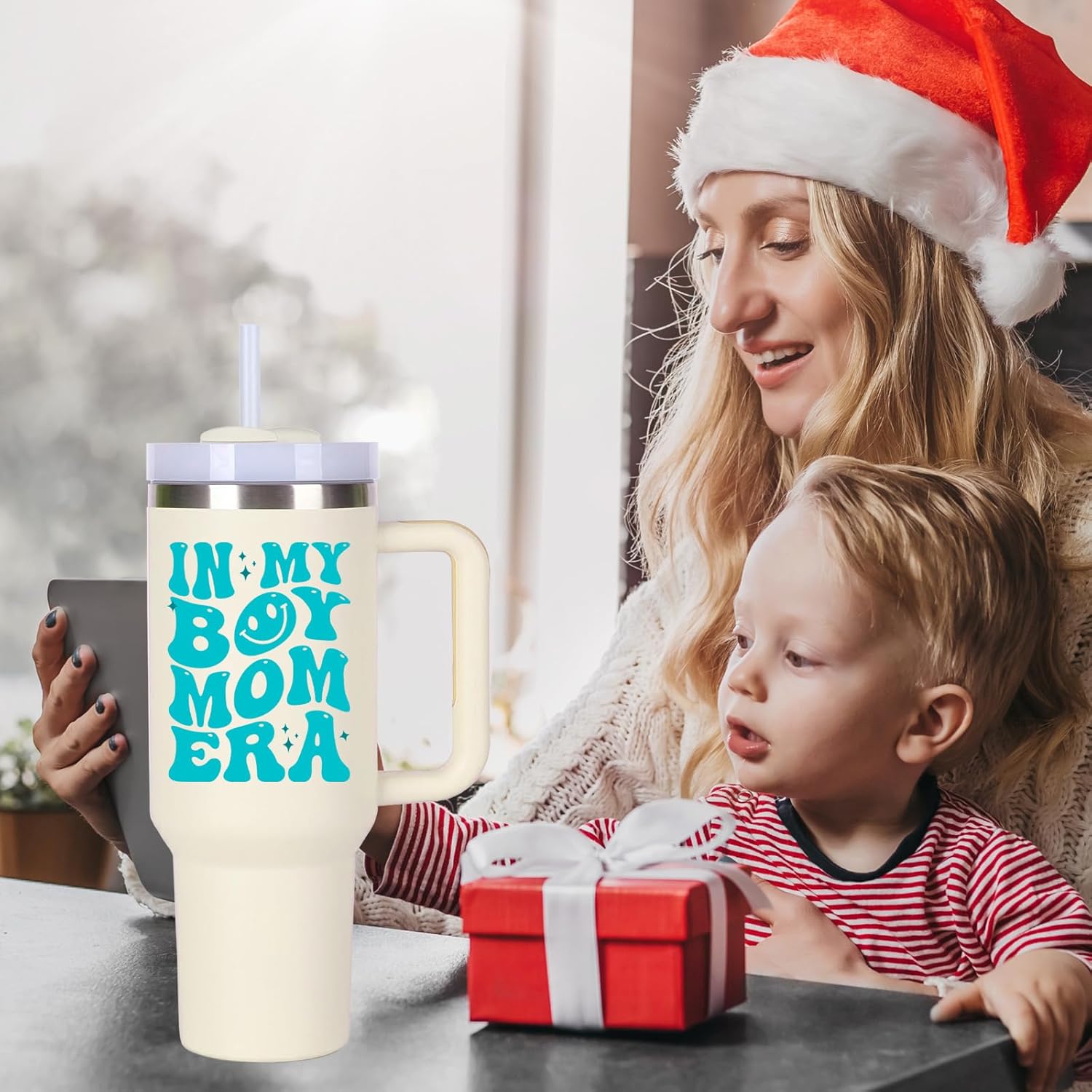 Boy Mom Cup Tumblers Gifts.40oz In My Boy Mom Era Tumbler with Handle.40oz Birthday Christmas Mothers Day Gifts for boy mom. - Image 3