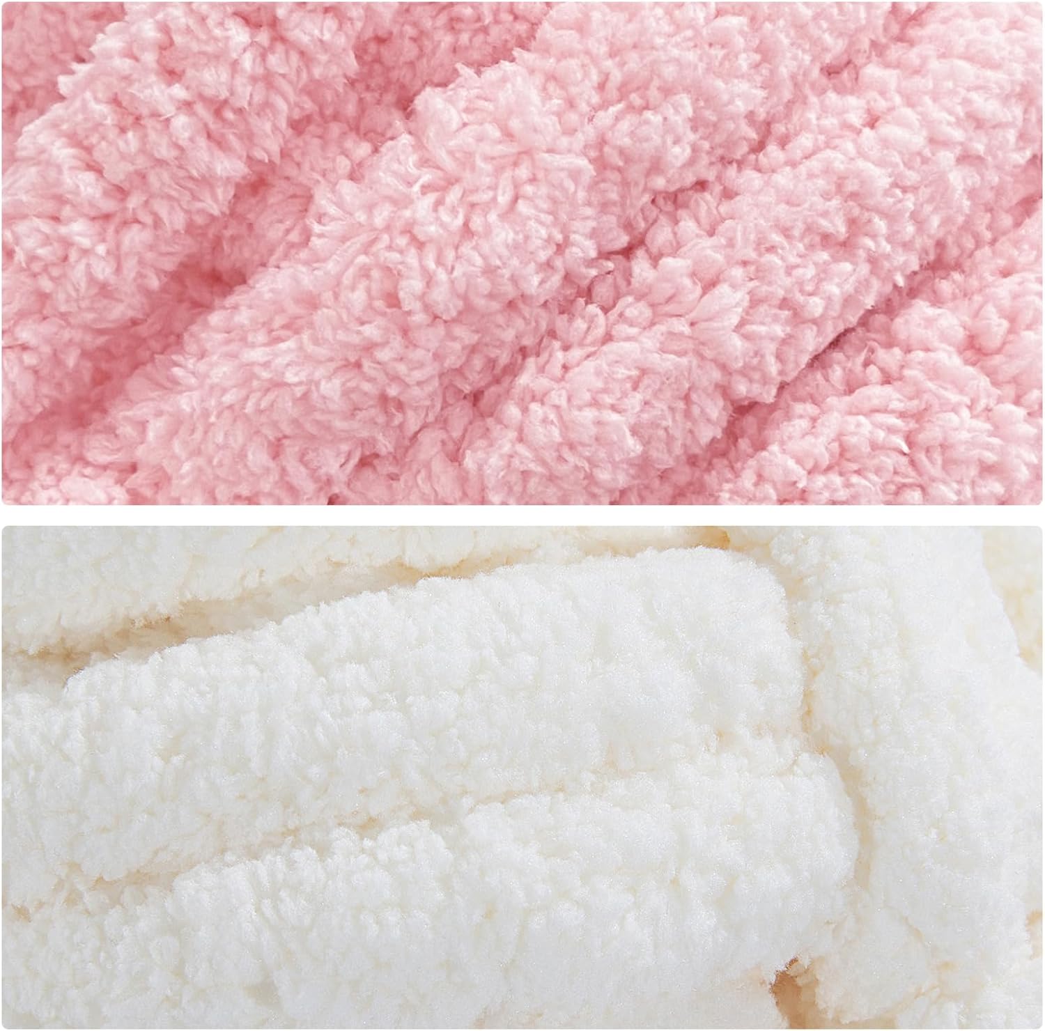 MABOZOO Assorted Chunky Yarn for Hand Knitting 8 Pack, Fluffy Jumbo Chenille Yarn, Soft Plush Yarn Bulky, Giant Thick Fuzzy Yarn for Arm Knitting,Cream & Pink(31.7 yds,8 oz Each Skein)
