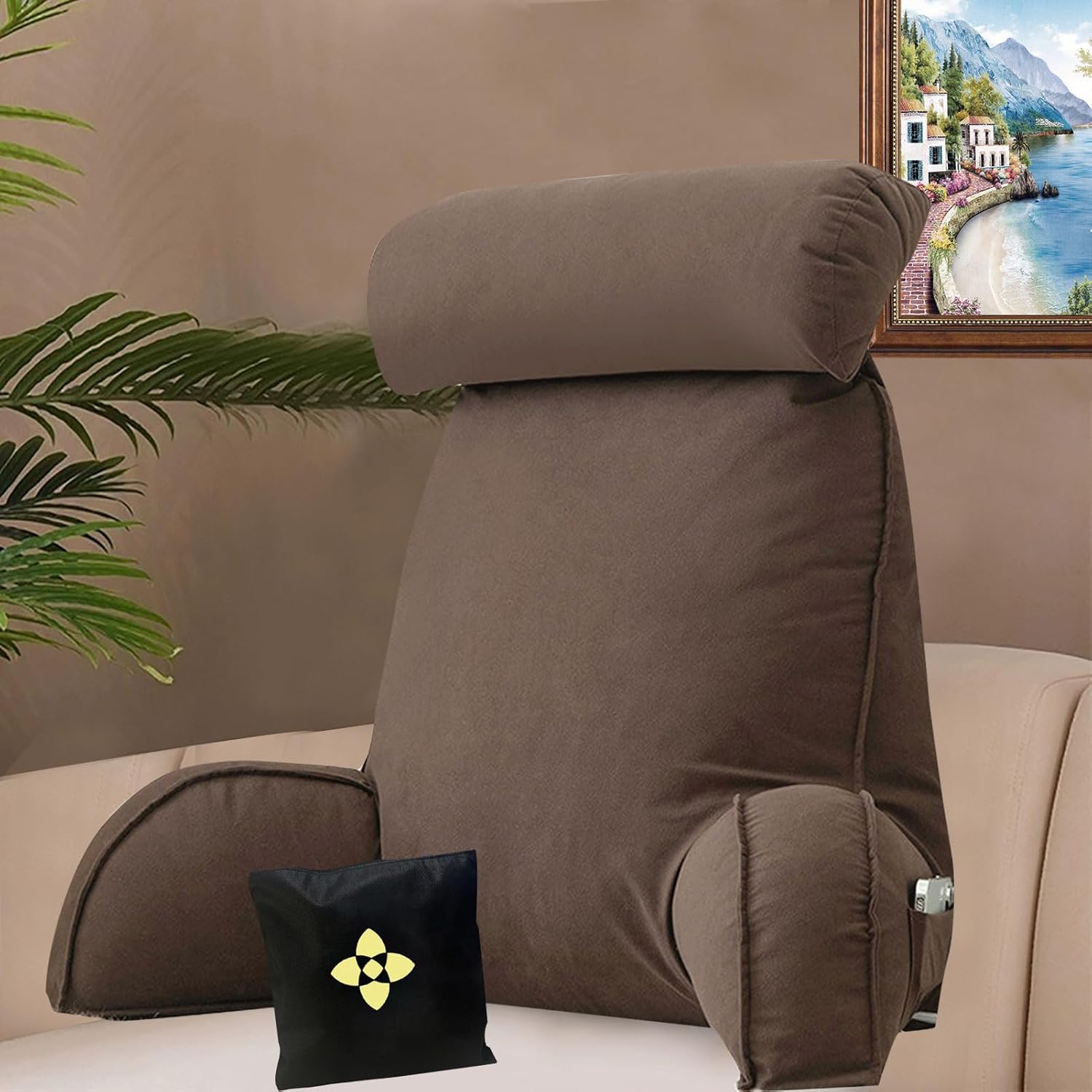Reading Pillows for Bed Back Support, Cuddle Cushion, Lumbar Support Pillow, Back Support Reading Pillow for Bed, Great for Back Support, Bed, Gaming, Reading, Relaxing or Watching TV 75cm×40cm×58cm
