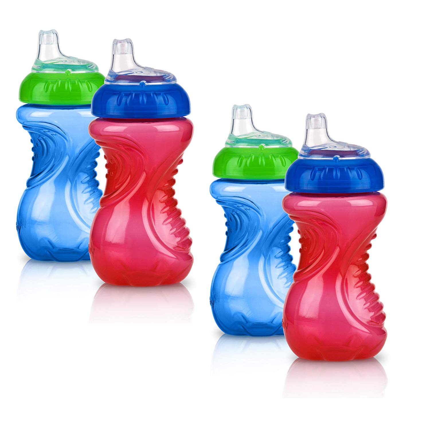 Nuby 2 piezas sin derrames Easy Grip Trainer Cup 10 oz azul Blue/Red (4 Piece ) Talla:4 piece