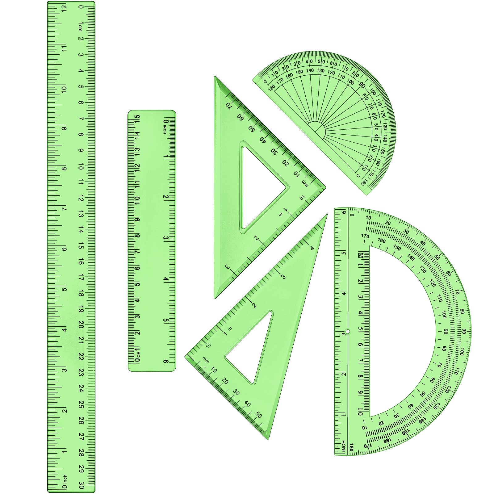 Snapklik.com : Tenare 1 Set Plastic Clear Math Set Includes Protractor ...