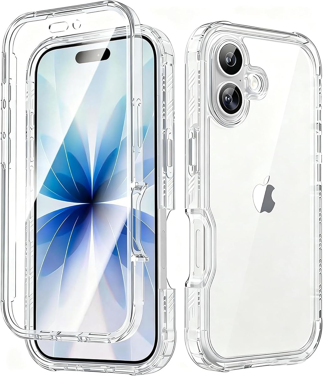 Lifedance Full-Body Rugged Case for iPhone 17 with Built-in Screen Protector, 10FT Military Drop Tested & Shockproof, Clear Protective Phone Case Cover, Clear