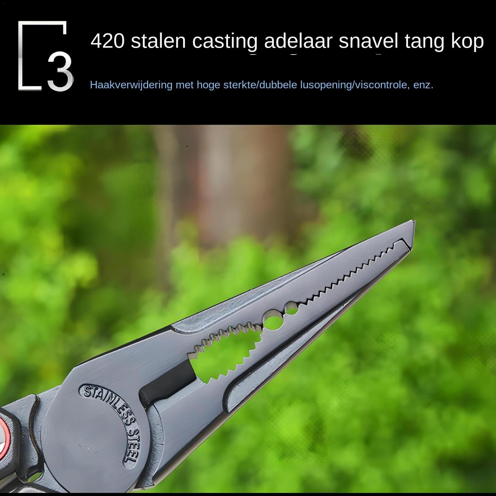Vistang met lijnsnijder, legering roestvrij stalen haakverwijderaar
