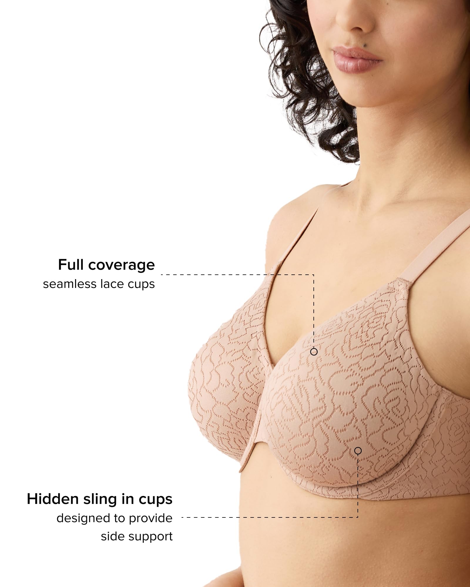 Wacoal Inside Job Unlined Full Coverage Underwire Lace Bra, 855345 Sujetador de Cobertura Completa Mujer (Pack de 1)