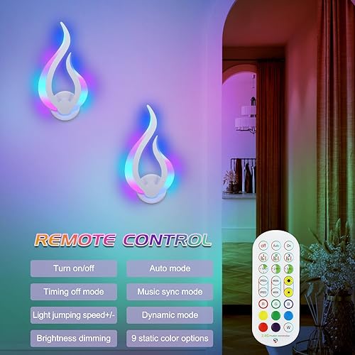 Miniatura 2 de Holulo Aplique de pared LED RGB para interiores, luz de pared moderna con control remoto, lámpara de pared con control remoto, control de
