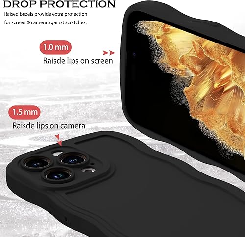 Miniatura 8 de YINLAI Funda diseñada para iPhone 14 Pro Max, bonita forma de marco ondulado rizado, delgada, suave, TPU a prueba de golpes, funda protectora para