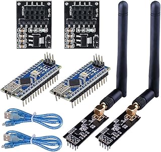 WayinTop 2Set Wireless Transceiver Receiver with Tutorial, NRF24L01+PA+LNA RF Module with SMA Antenna 2.4 GHz 1100m + NRF24L01 Regulator + Board Wireless Communication System