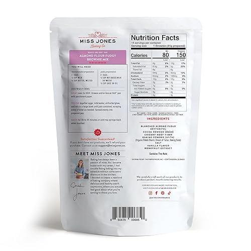 Miniatura 3 de Miss Jones Baking. Mezcla para Brownie Keto, sin azúcar añadida, naturalmente dulces, postres y golosinas. - Adecuadas para diabéticos, dietas