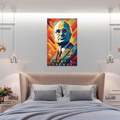 Miniatura 8 de AAHARYA Póster de Harry S Truman con citas inspiradoras de retrato del presidente de Estados Unidos, arte impreso en lienzo (13) lienzo para pared,