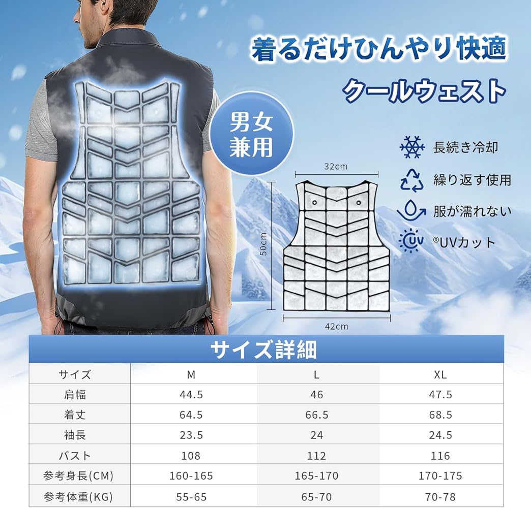 Amazon | [Innzee] 冷却ベスト【瞬間冷却】PCM冷感素材 繰り返し使用