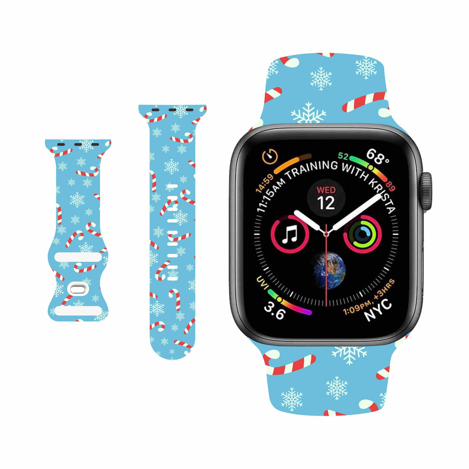 Breathable Christmas Pattern Bands Compatible with Apple Watch 38mm 40mm 41mm 42mm 44mm 45mm 46mm 49mm M/L for Men Women,Colorful Soft Silicone