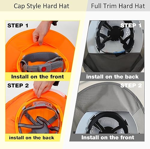 Miniatura 3 de TCCFCCT Parasol para sombrero duro, parasol de cuello de ala completa, parasol de alta visibilidad, tira reflectante triple más ancha (1.77 pulgadas