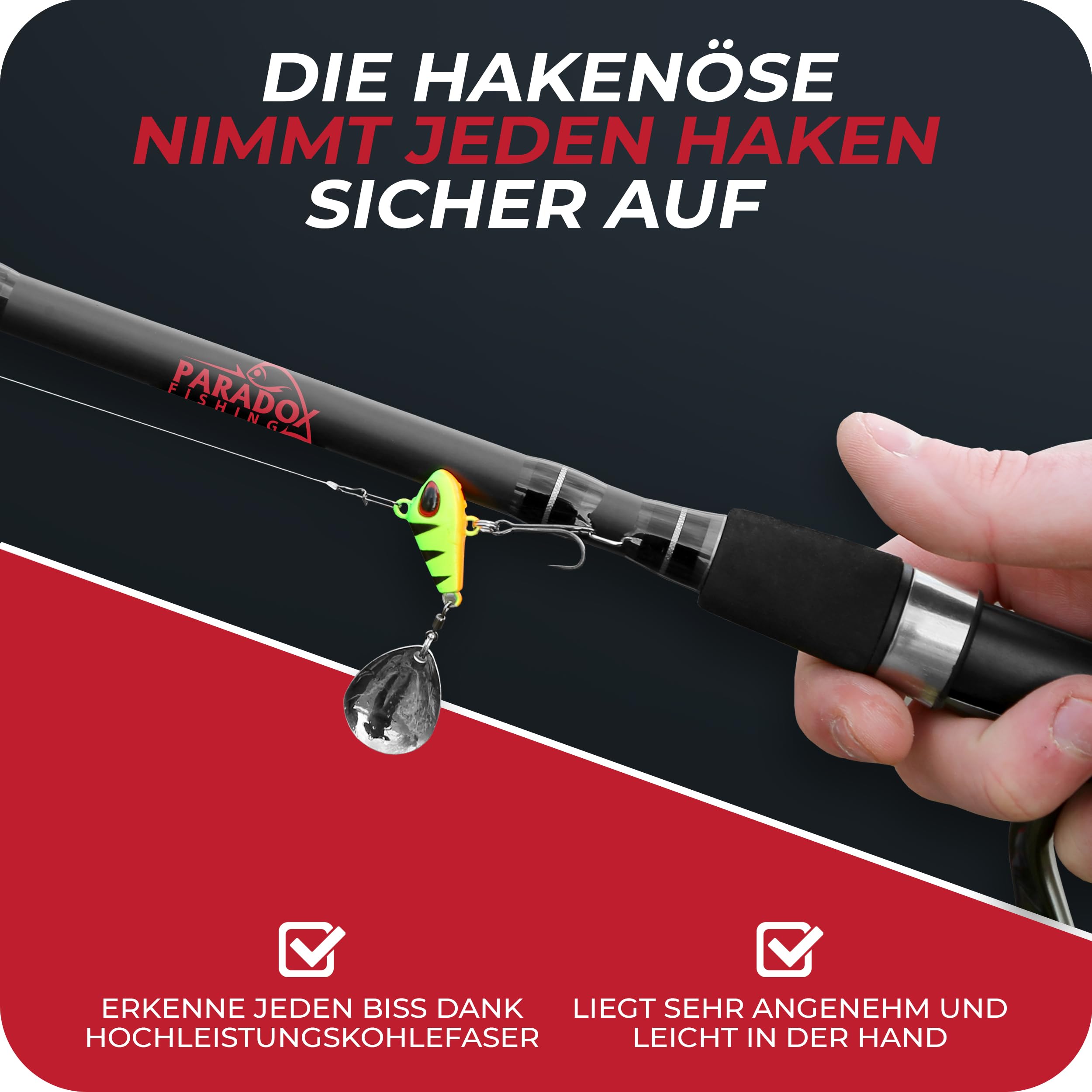 Paradox Fishing Teleskopowa wędka spinningowa 2,1 m/2,4 m/2,7 m – do okonia, szczupaka, sandacza, wędka wędkarska, wędka wędkarska Baitcast, mały wymiar transportowy, idealny do podróży