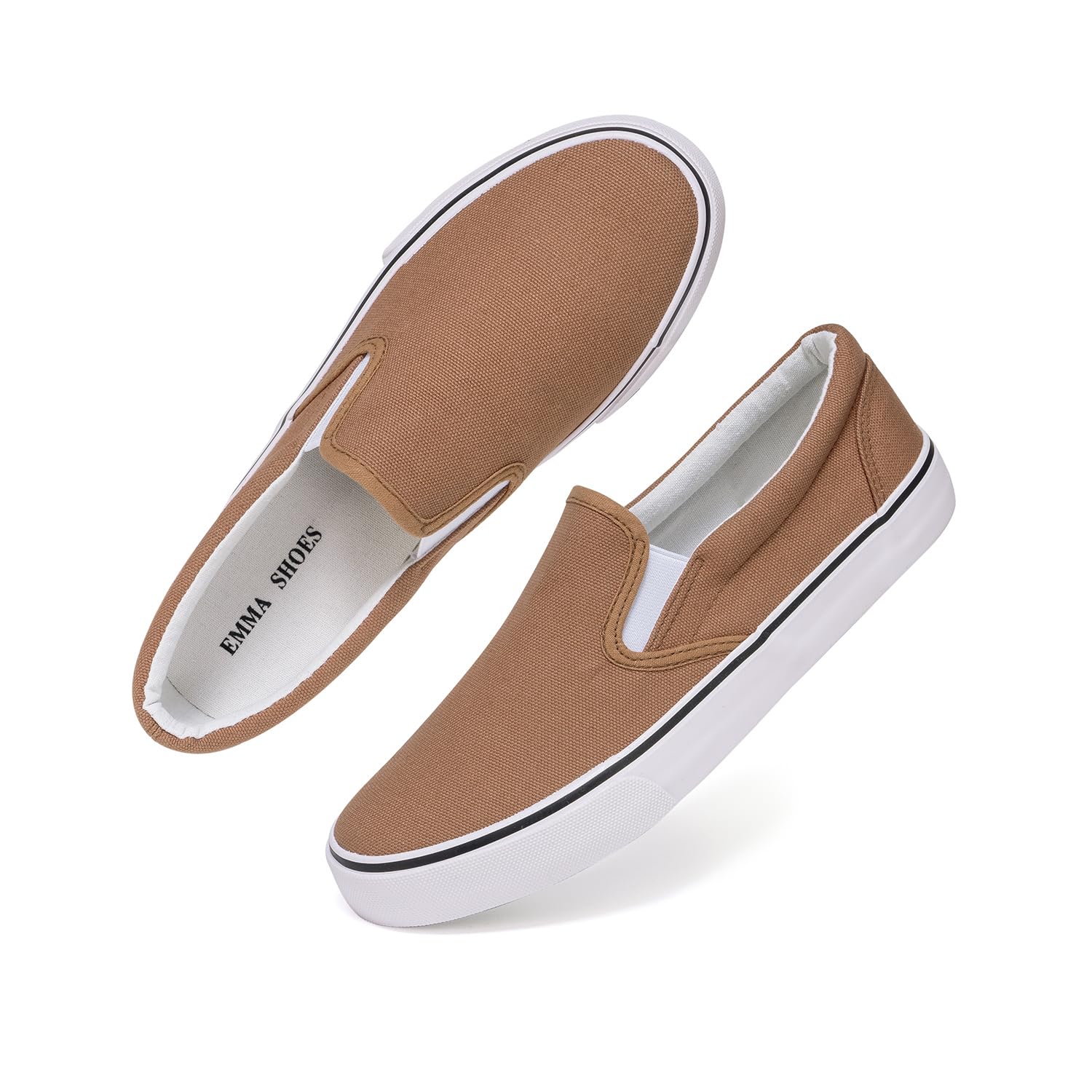 Emma Shoes Low-Top Slip Ons Women's Fashion Sneakers Casual Canvas Sneakers for Women Comfortable Flats Breathable Padded Insole Slip on Sneakers