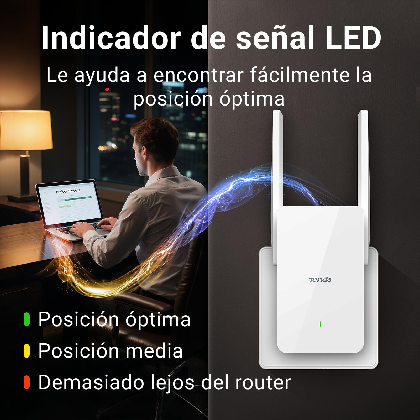 Tenda Wi-Fi 6 Repetidor WiFi AX1500Mbps Extender, Amplificador Cubre hasta 150m², 1 Puerto Gigabit Ethernet, WPS, Modo Ap, Indicador LED, Compatible con Todos los Routers, A23