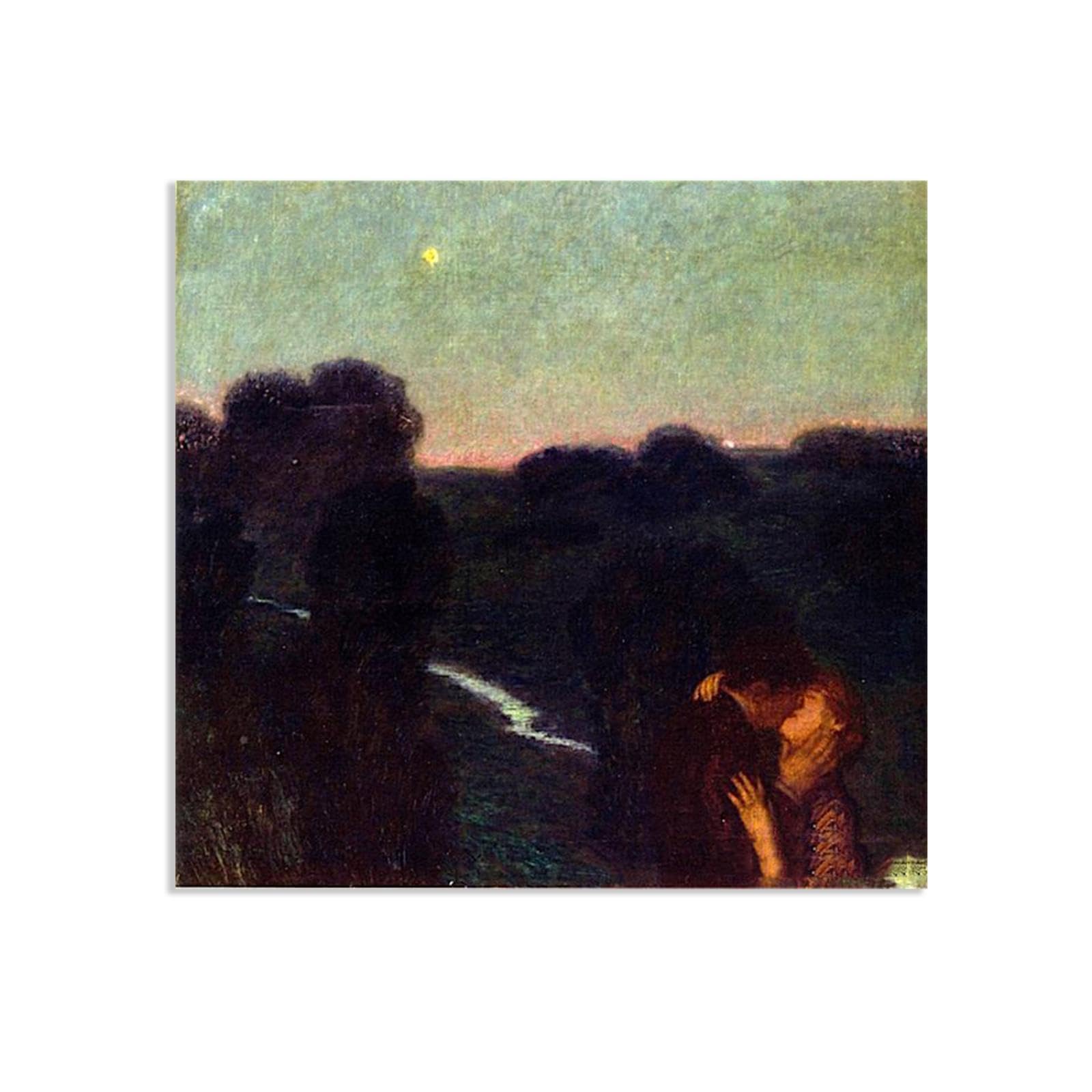 Hau3sh3a Franz von Stuck Wall Art Print Evening Star Franz Stuck Painting Reproduction Artwork Abstract Classic Wall Decor for Living Room Bathroom Office 60x60cm(24x24in) Frameless