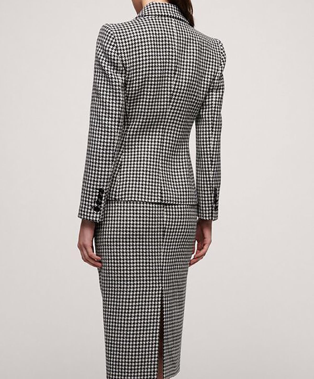 [Mrjitor] レディース千鳥格子ダブルブレストスーツ二枚ジャケットスカートディナーフォーマルタキシード