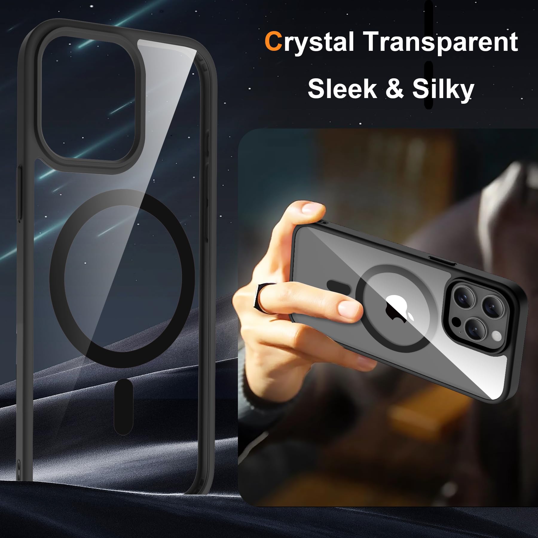 ORETECH Magnetica Cover per iPhone 12 Pro Max [Compatibile con MagSafe] con [2 Vetro Temperato],Custodia Protettiva Antiurto Protezione Militare iPhone 12 Pro Max Cover,Nero