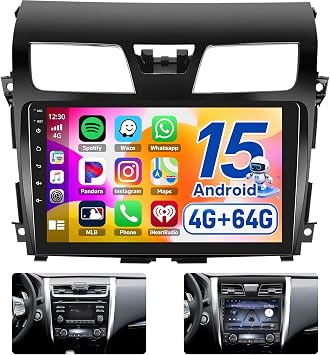 [4G+64G] Android 15 Car Stereo for Nissan Altima 2013-2018 with Wireless CarPlay Android Auto,10.1" Touchscreen Car Radio with Mirror Link Voice Control WiFi/GPS,Bluetooth,FM/RDS,SWC+Backup Camera