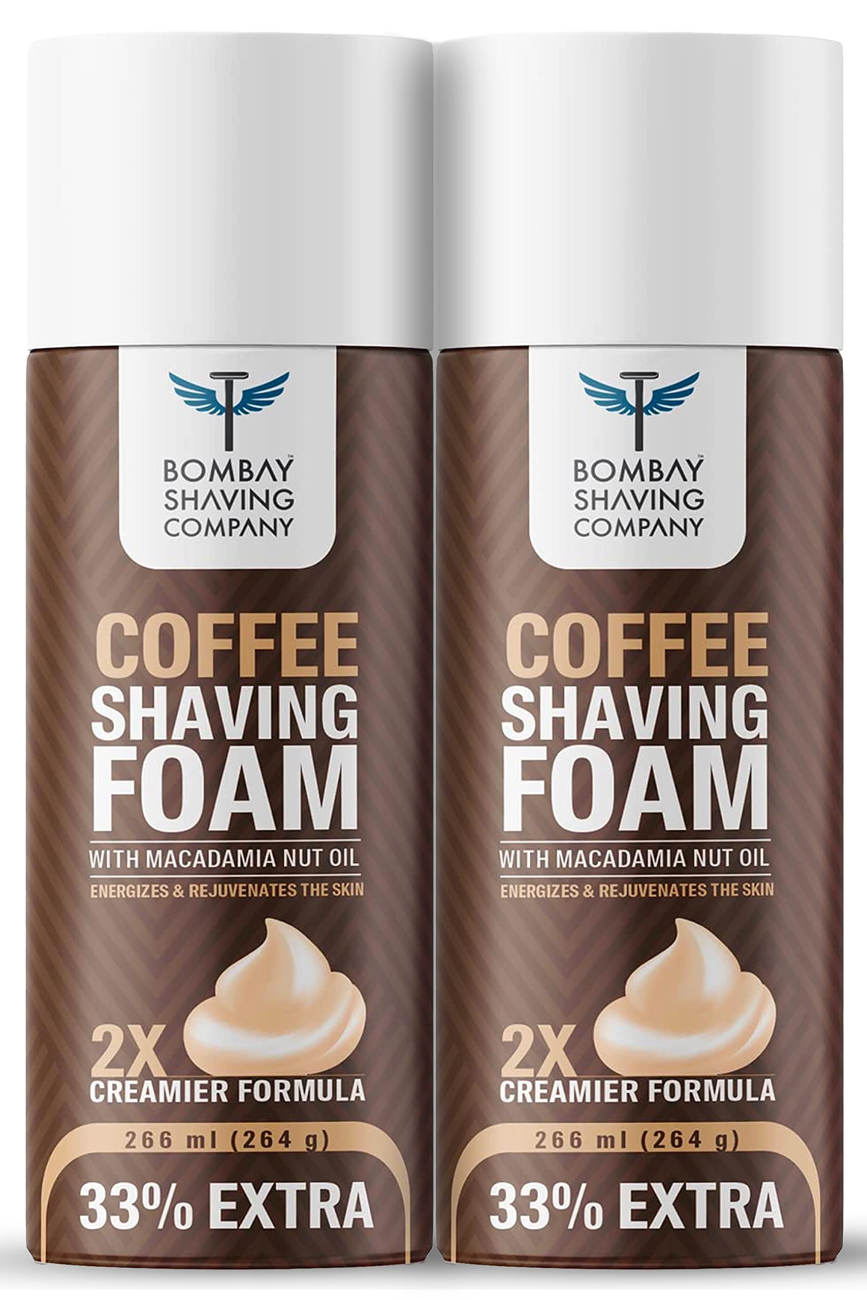 Bombay Shaving Company Coffee Shaving Foam with Coffee Extracts, Macadamia Nut Oil, Olive Oil and 2X Creamier Formulae for Superior Glide and Protection 266 ml (33% Extra) Pack Of 2 (B086WX33GN) Amazon Price History, Amazon Price Tracker