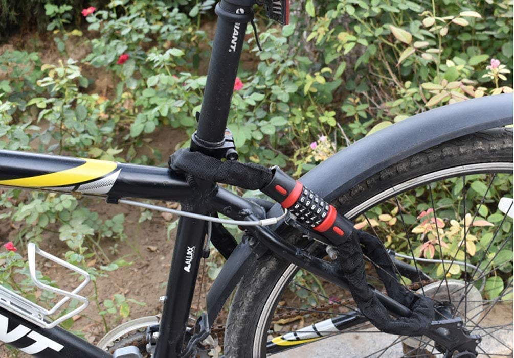 zapięcie łańcuchowe 5-cyfrowa blokada rowerowa na szyfr: Łańcuch zabezpieczający przed kradzieżą Premium do rowerów terenowych, rowerów górskich, hulajnogów i grilli