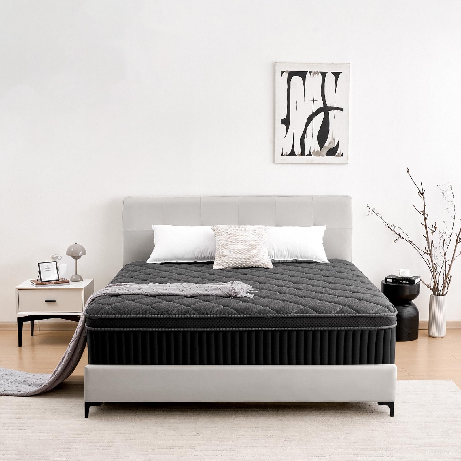 Photo 1 of Sivukd Queen Mattress, 12 Inch Hybrid Queen Size Mattress in a Box, Soft and Breathable Fabric, Medium Firm, Low Motion Transfer, Strong Edge Support