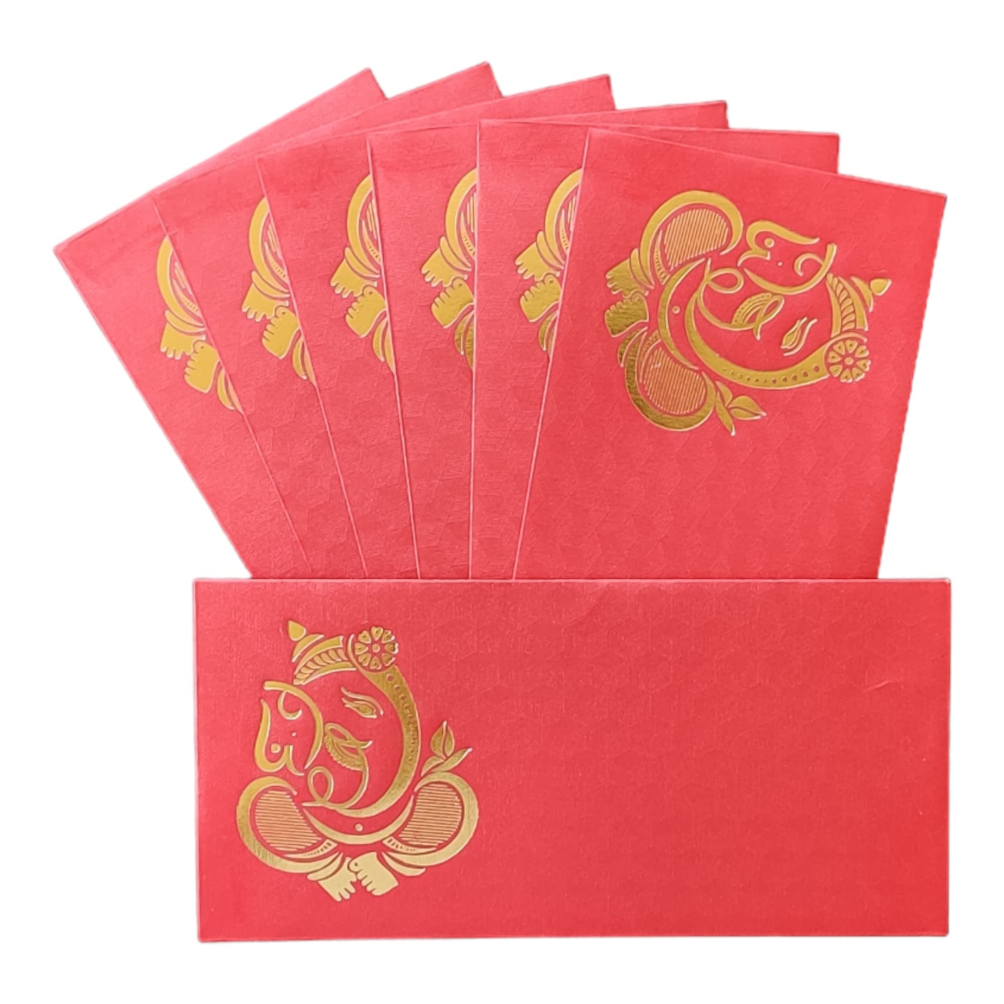 Jhintemetic® - Pack of 25 Matellic Wine-Red Colourful Designer Shagun Lifafa/Money Gift Envelope with Golden Ganesha for Gifting Money on Wedding, Birthday & Any Other Occasion