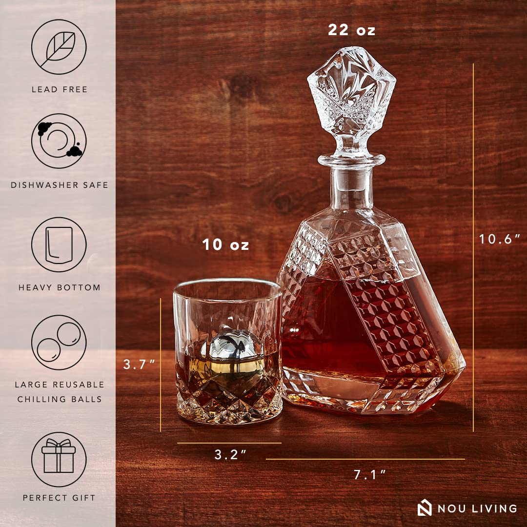 Buy Nou Living 11 Pc Crystal Whiskey Decanter Set with Glasses