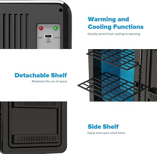 Miniatura 6 de Mini refrigerador de 22 L30 latas para dormitorio, enfriador y calentador portátil de 12 V CC, mini refrigerador con frente de vidrio, para