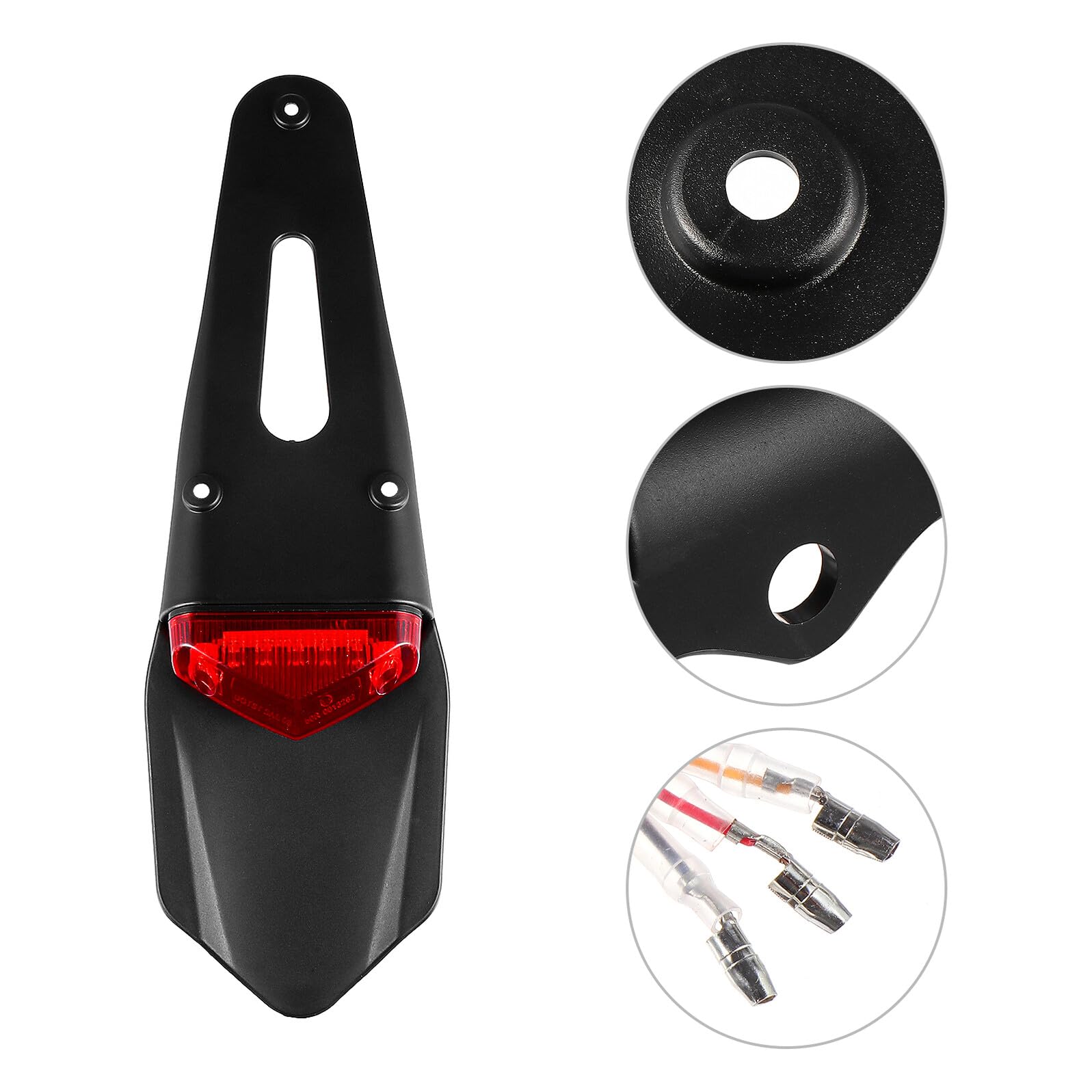 Ipetboom Feu Arrière de Moto Plastique Noir Léger Installation Facile à LED 35w 12v pour Freinage Sûr Hors-piste sous Garde-boue Arrière