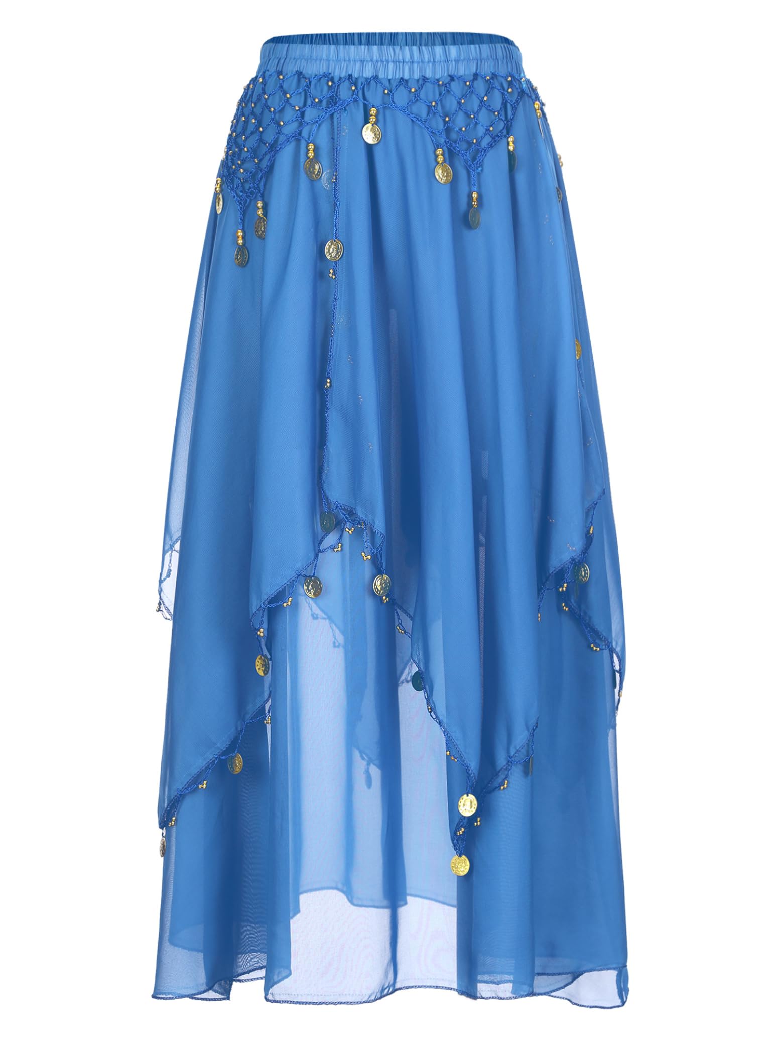 Jupe de danse du ventre pour femme - Jupe longue à paillettes asymétrique - Jupe de danse - Jupe de scène - Costume oriental