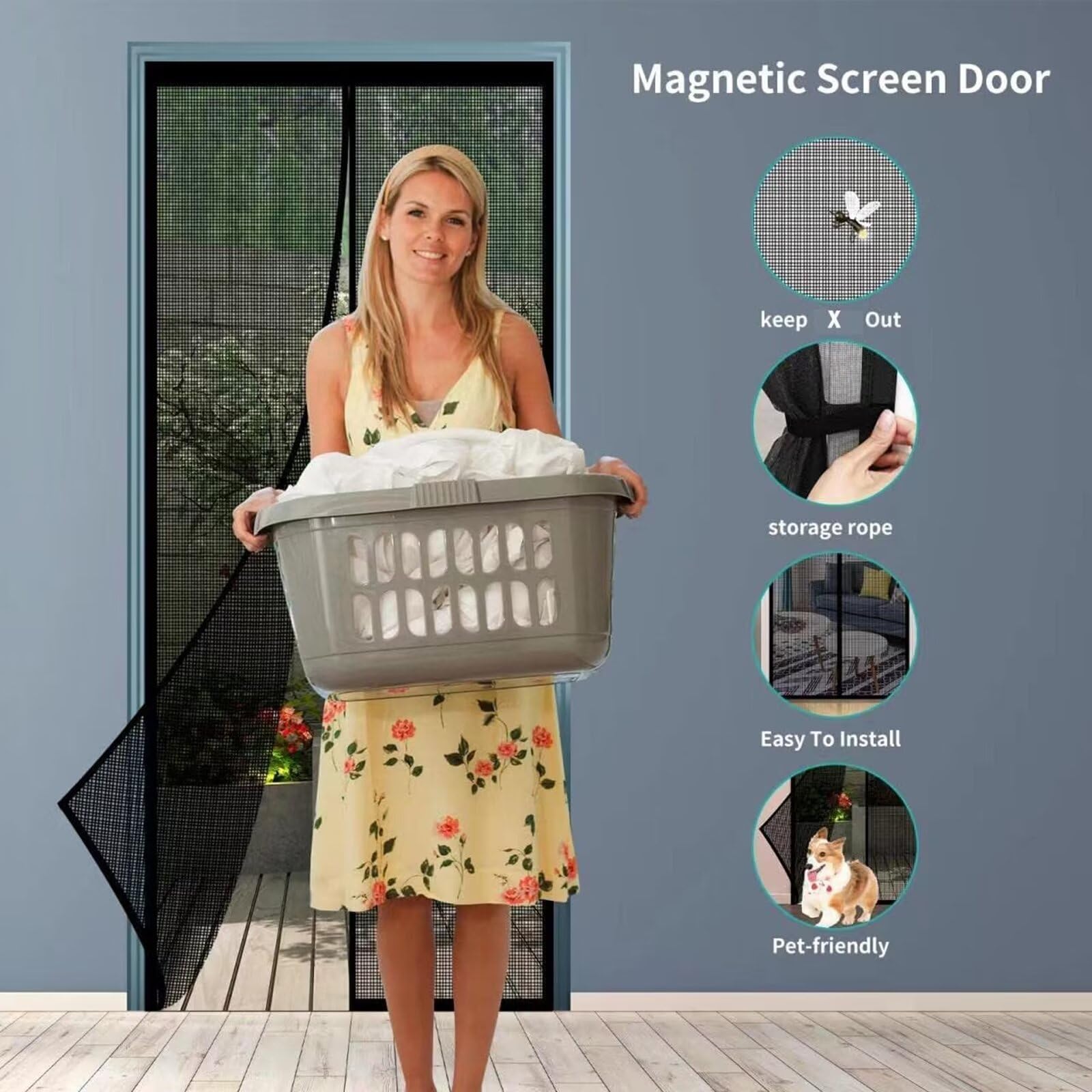 Insektenschutz Fenster Magnet Moskitonetz 230x265cm Schwarz Magnet Fliegengitter Balkontür Magnetvorhang Ohne BohrenMagnetvorhang Balkontür Fliegengitter