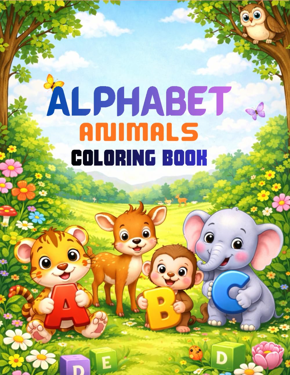 ALPHABET ANIMALS COLORING BOOK: Learn Letters While You Color: Learning the ABCs with Animal Names & Drawing Skills Development for Ages 2–5