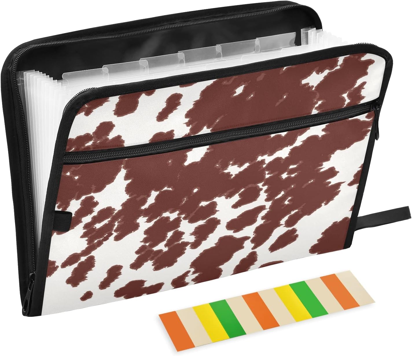 susiyo Cow Print Brown Spots Expanding File Folder 13 Pocket Expanding Organizer File Folder for A4 Letter Size