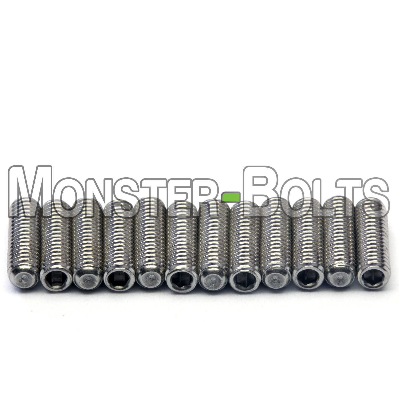 MonsterBolts Guitar Saddle Bridge Height Adjustment Hex Screws set (12) for US/Inch and Metric - (Metric - M3 x 10mm, Stainless Steel)
