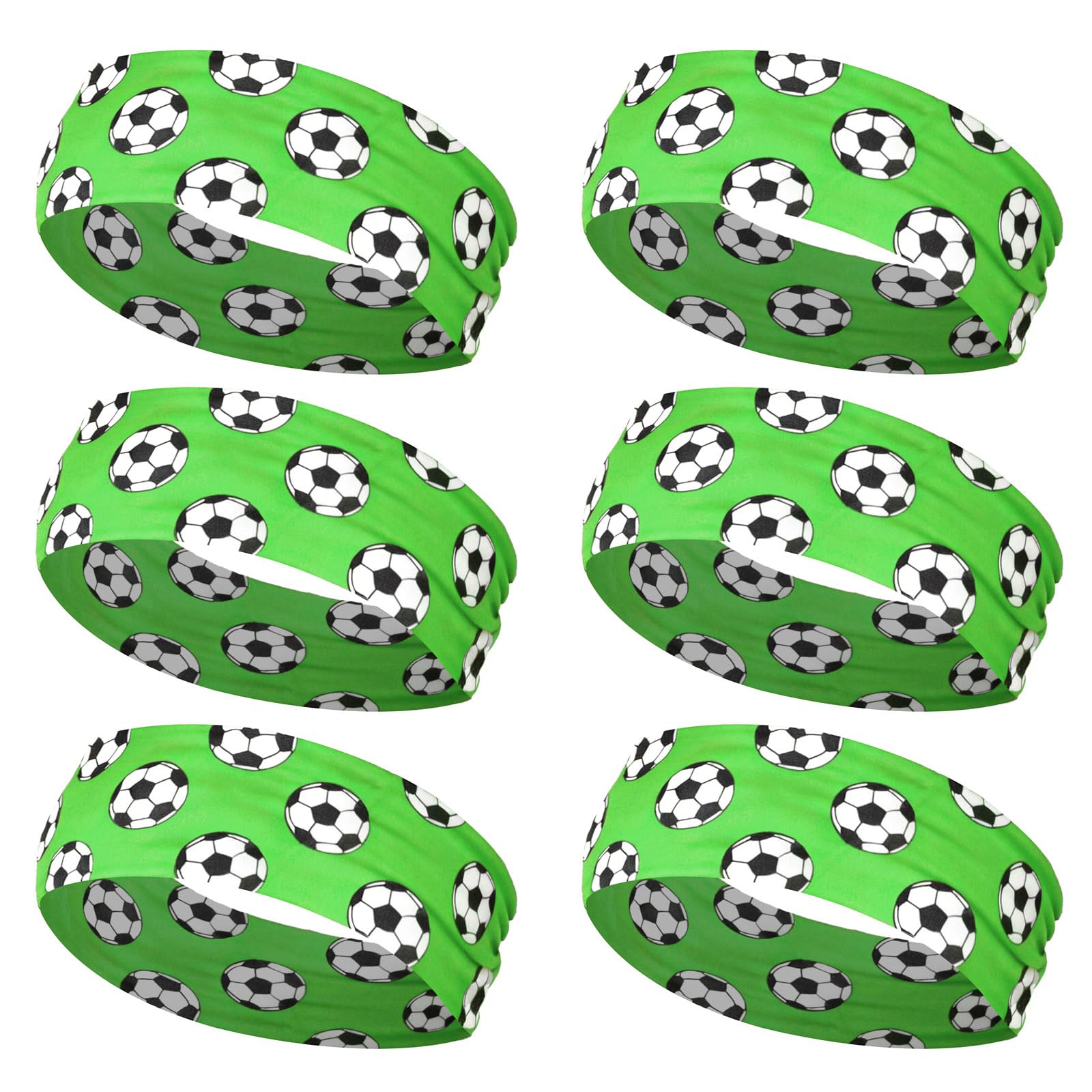 ordinarYone Pack Of 6pcs Stretchy Football Headbands Headwear For Sports And Parties Comfortable Elastic Hair Accessories