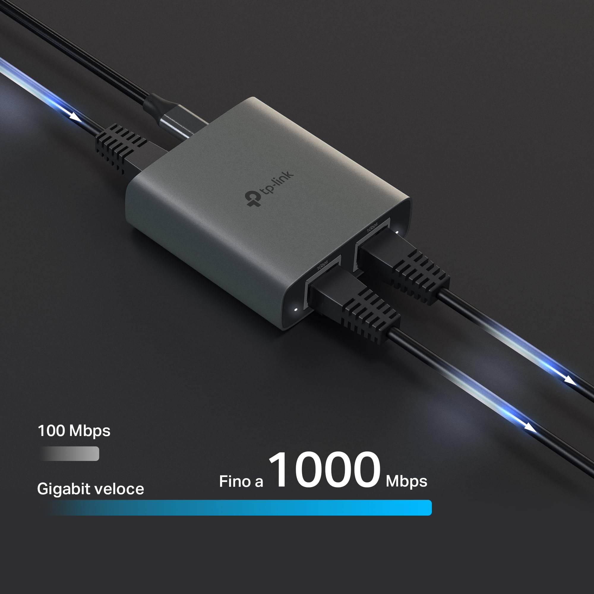 TP-Link EH210 Sdoppiatore Ethernet Gigabit, Velocità Gigabit 1000 Mbps da 1 a 2, Compatibile con Cavi Ethernet di Cat 8/7/6/5e/5, Involucro in Leghe di Alluminio, Plug&Play