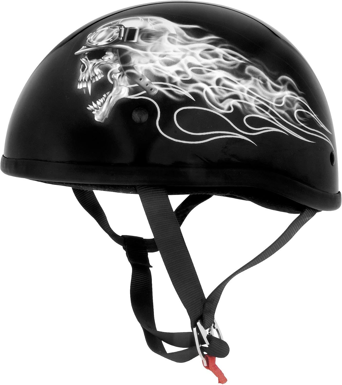 Skid Lid Biker Skull Original Helmet (Black/White, XX-Large)