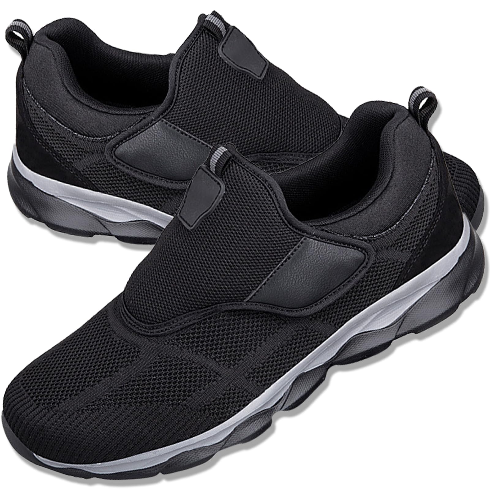 Aocase Walking Shoes Mens Extra Wide Fit Diabetic Shoes for Men Easy Close Orthopedic Slippers Adjustable Slip On Walking Sneakers for Swollen Feet Plantar Fasciitis,Black,46/280mm