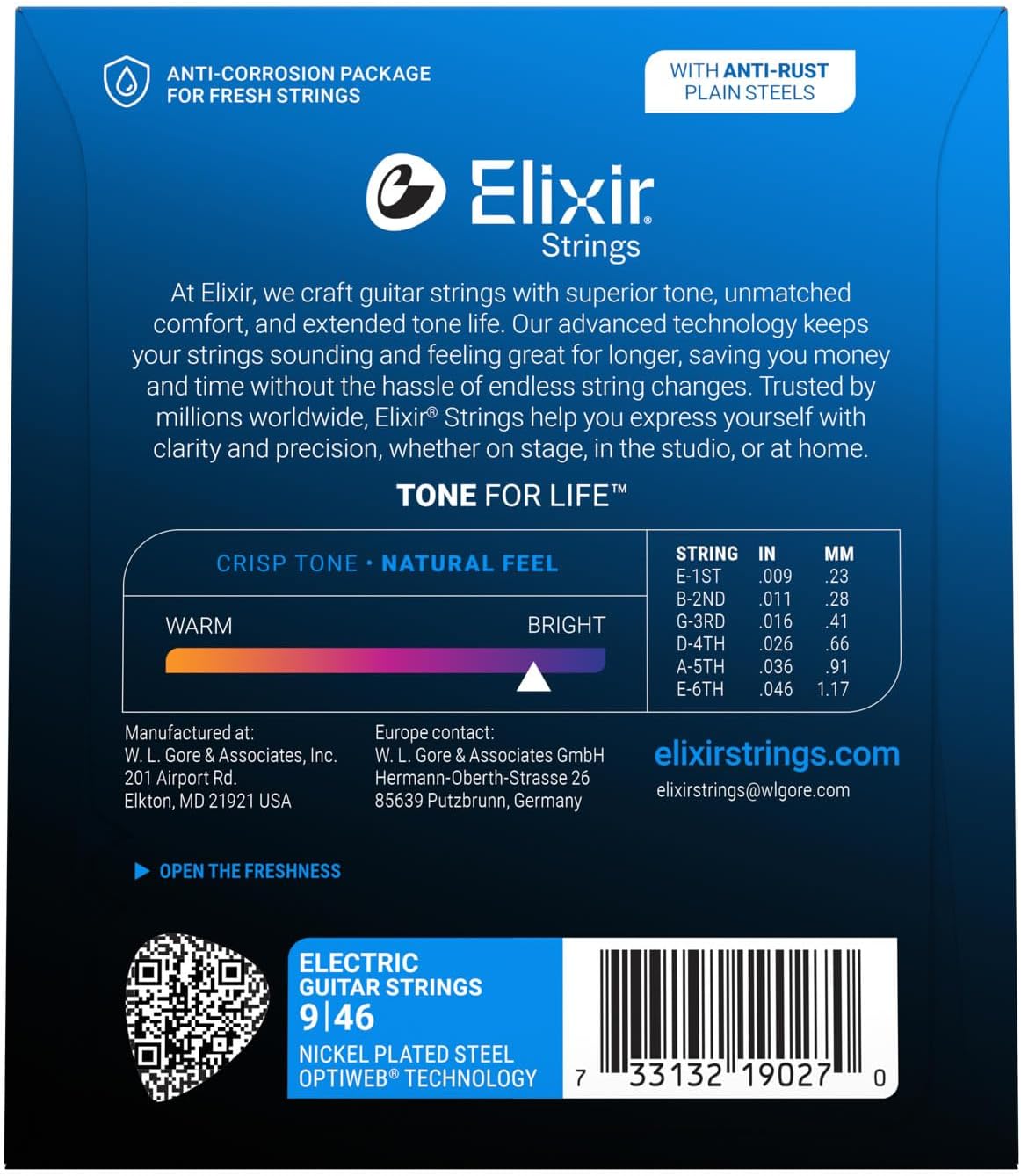 Elixir OPTIWEB Custom Light 009-.046#19027 Electric Guitar Strings, Set of 2