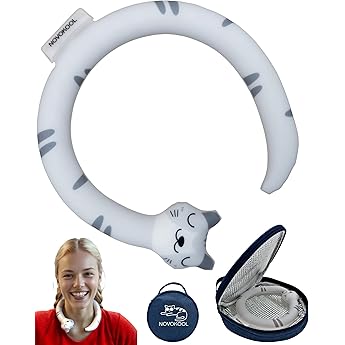 2 Pack Neck Cooling Tube with Insulated Bag - Reusable Ice Ring Neck Cooler Indoor Outdoor - Wearable Cooling Wrap - Relief for Summer and Hot Flashes - Ice Ring Freezes Under 64℉(2Cat)