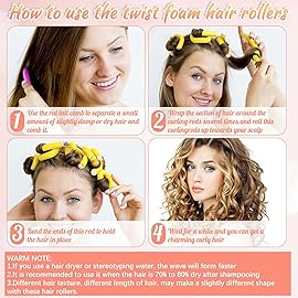 30Pcs 9.45 Flexible Curling Rods No Heat Hair Rollers Curlers with 3 Sizes Foam Curlers Hair Rods for Long Hair