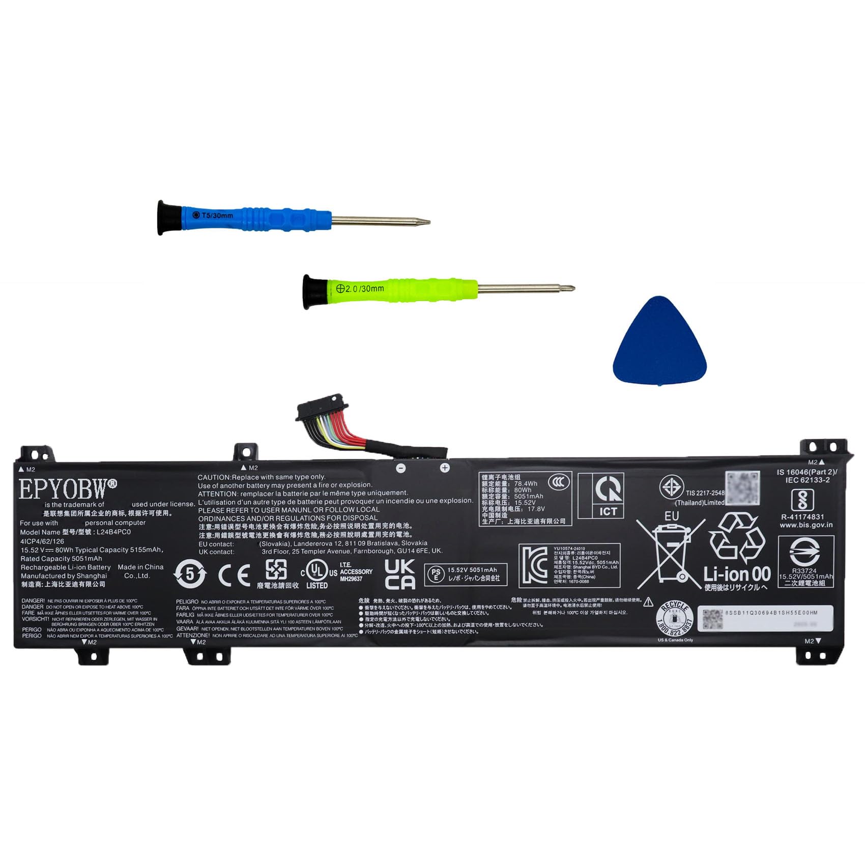Amazon.com: EPYOBW L24B4PC0 Laptop Battery 80Wh 5155mAh 15.52V