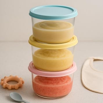 3  Baby Food Container - 175MLx3 Piece Storage and Carrying Container with Leakproof Cover