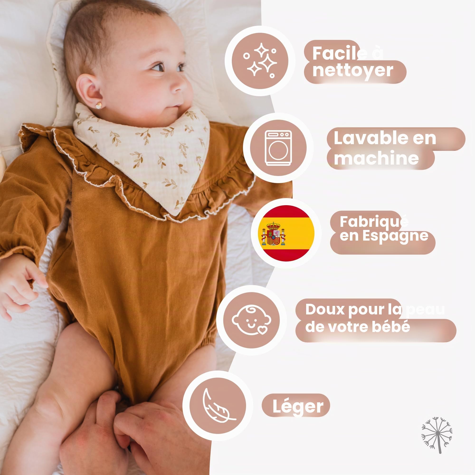 MIMUSELINA Set Tapis a Langer Portable et Sac a Langer Bebe | Imperméable, Pliable et 100% Coton OEKO-TEX | Accessoires Bébé pour Sorties ou Voyages | Fait Main en Espagne