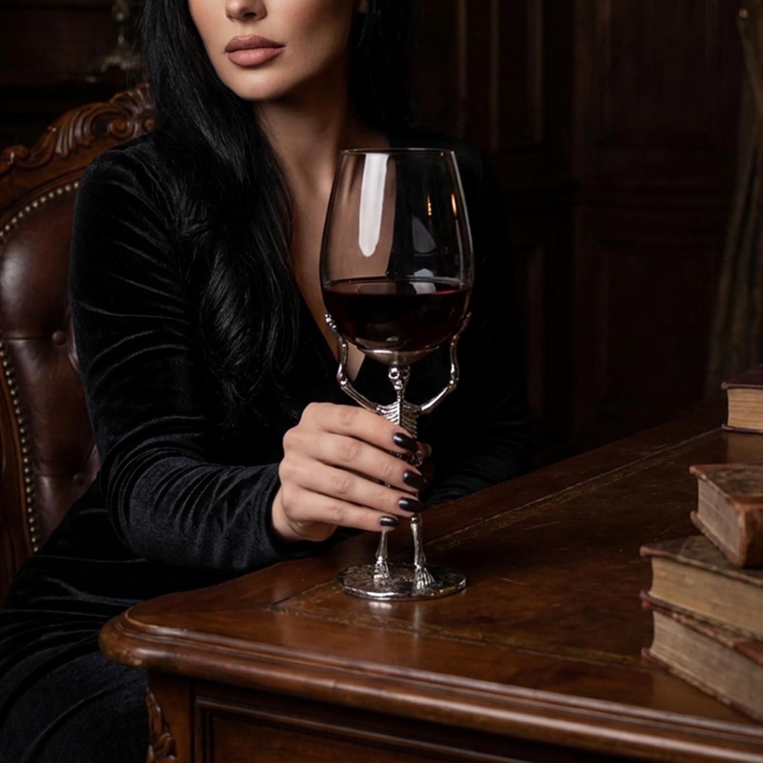 Gothic Skull Wine Glass Skeleton Goblet – Bone Hand Chalice for Christmas & Gothic Home Decor, Dark Aesthetic Displays (2PCS)