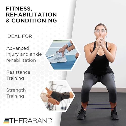 Miniatura 4 de TheraBand tubos de látex resistentes con manijas portables. Ideales para fisioterapia, pilates para parte inferior del cuerpo, hacer ejercicios en