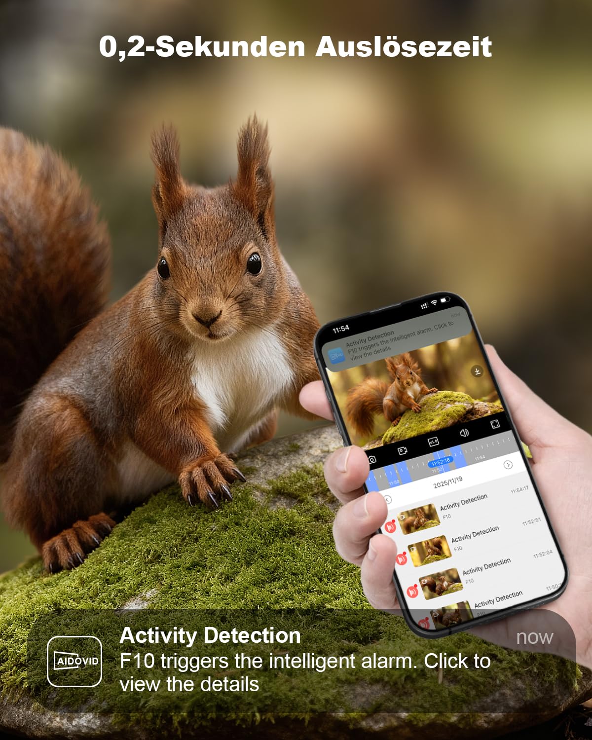 4G LTE Wildkamera mit Handyübertragung App 2.5K Solar Wildtierkamera mit eSIM Karte, Nachtsicht, Bewegungsmelder, Weitwinkel- und Teleobjektive, 7800mAh Akku, IP66 Wasserdicht