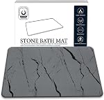 Stone Mat de bain, tapis de douche de terre diatomées, (23.6" x 15.4") Mat de bain à séchage rapide antidérapant Super Absorbent, design moderne naturel et élégant, facile à nettoyer, motif en marbre (gris clair)